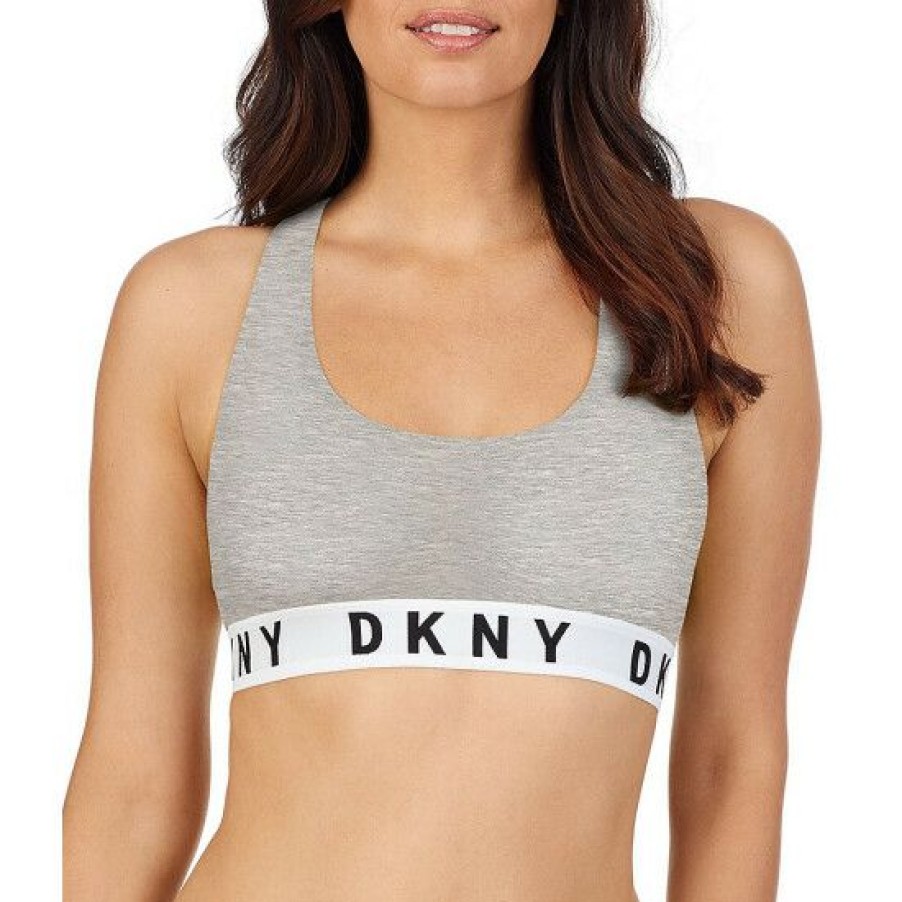 Lingerie * | Budget Dkny Logo Band Boyfriend Racerback Seamless Bralette