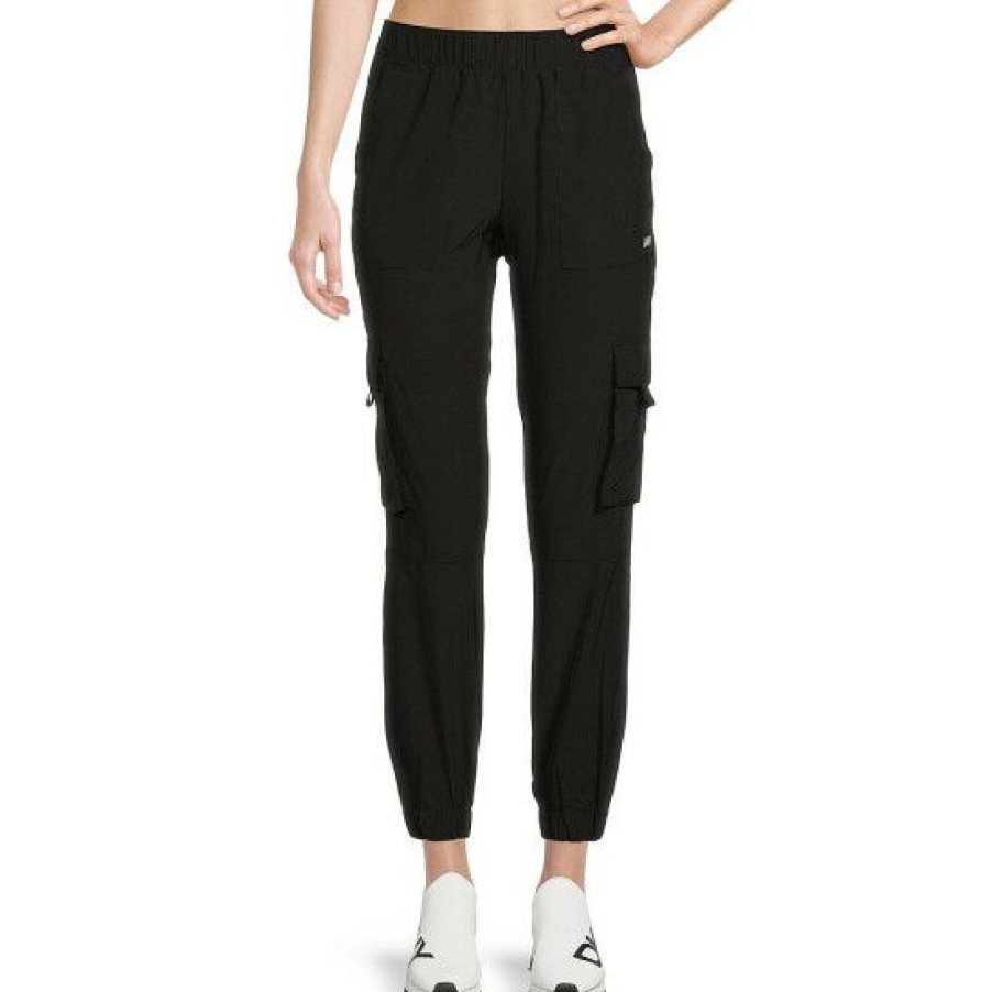 Women'S Clothing * | Coupon Dkny Sport Elastic Waist Pull-On Cargo Pocket Joggers Black