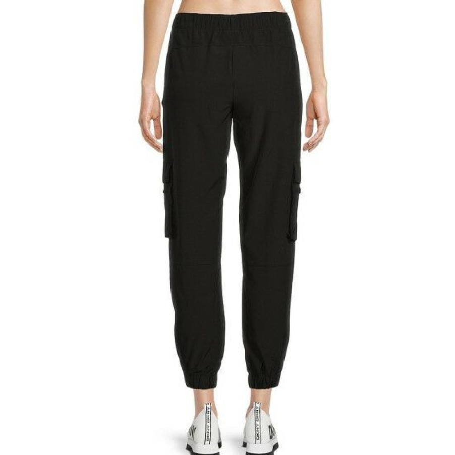 Women'S Clothing * | Coupon Dkny Sport Elastic Waist Pull-On Cargo Pocket Joggers Black