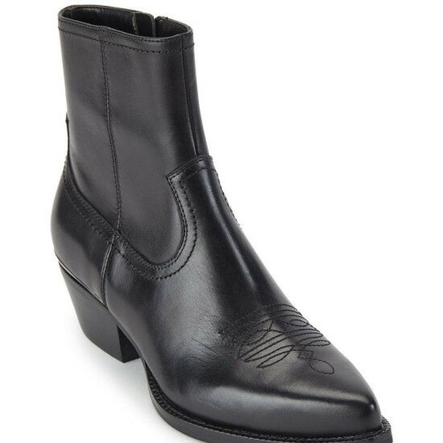 Shoes * | Outlet Dkny Lukas Leather Western Booties Black