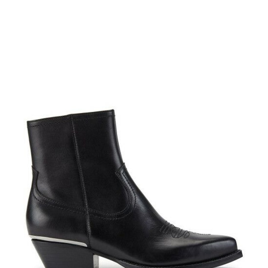 Shoes * | Outlet Dkny Lukas Leather Western Booties Black