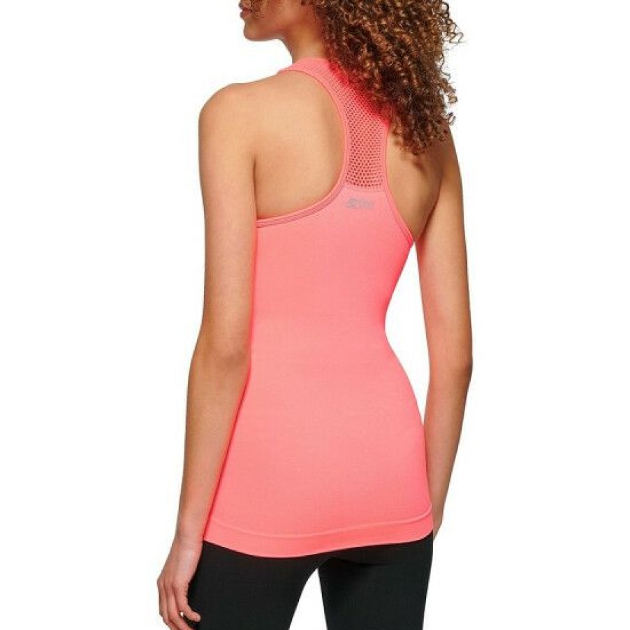 Women'S Clothing * | Hot Sale Dkny Sport Seamless Racer Back Ruched Scoop Neck Sleeveless Tank Top Vibrant Pink