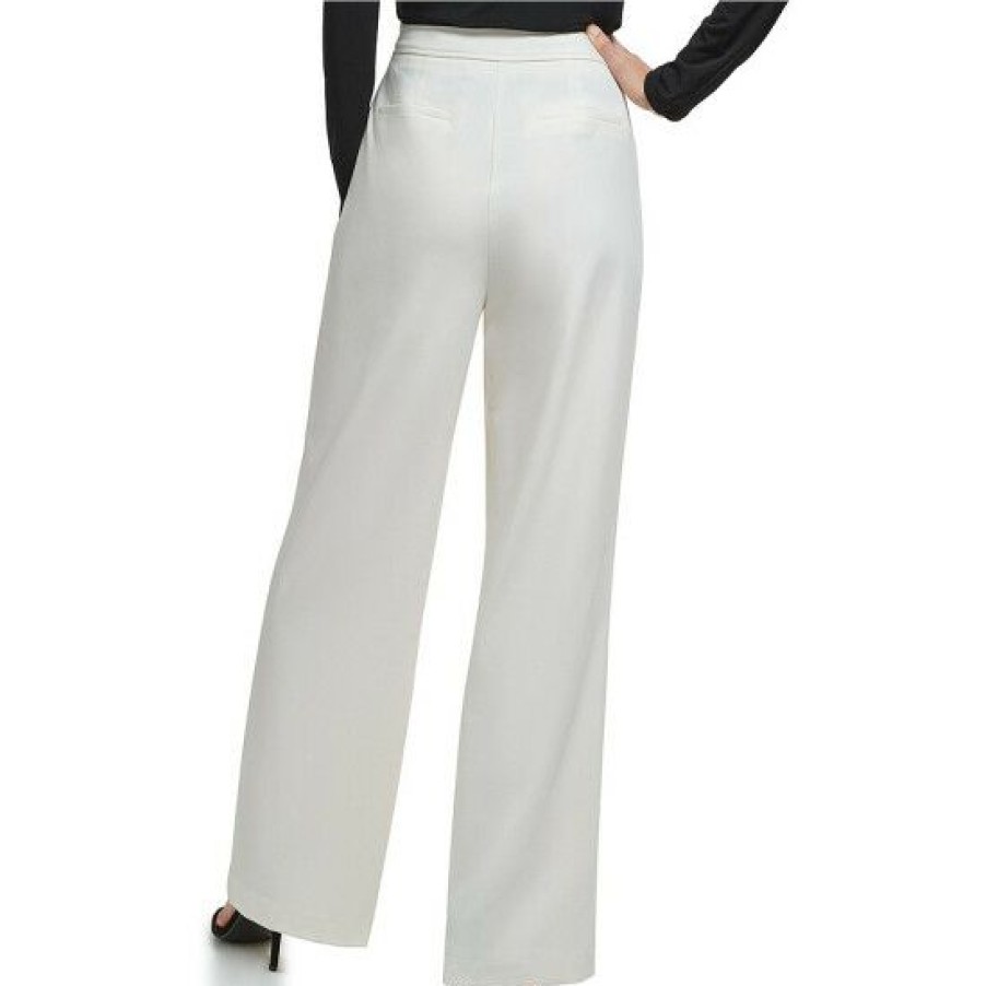 Women'S Clothing * | Discount Dkny Wide Leg Button Embellished Sailor Pants Egg Nog