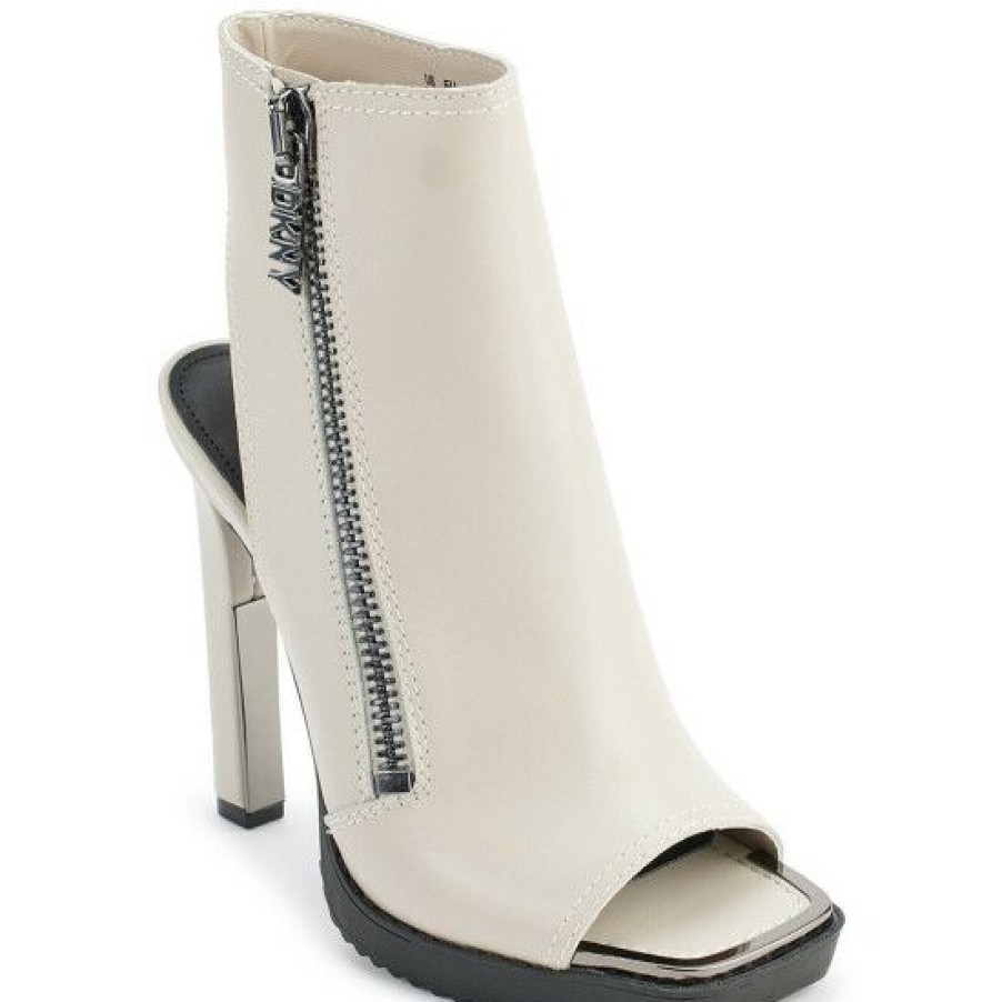 Shoes * | Buy Dkny Malia Leather Zip Platform Shooties Deep Vanilla