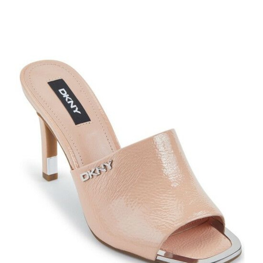 Shoes * | Top 10 Dkny Bronx Leather Dress Sandals Powder Blush