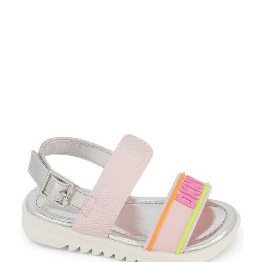 Shoes * | Budget Dkny Girls' Josie Mold Logo Detail Sandals (Infant) Blush