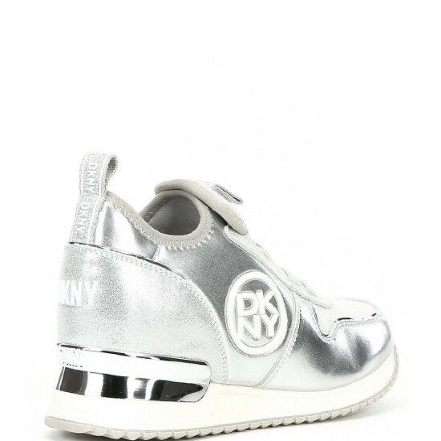 Shoes * | New Dkny Sabatini Lace-Up Sneakers Silver/White