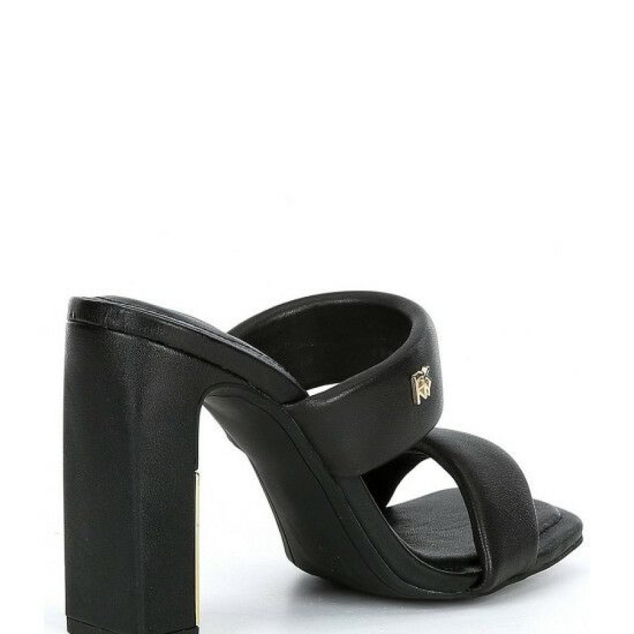 Shoes * | Best Sale Dkny Renni Leather Block Heel Dress Sandals