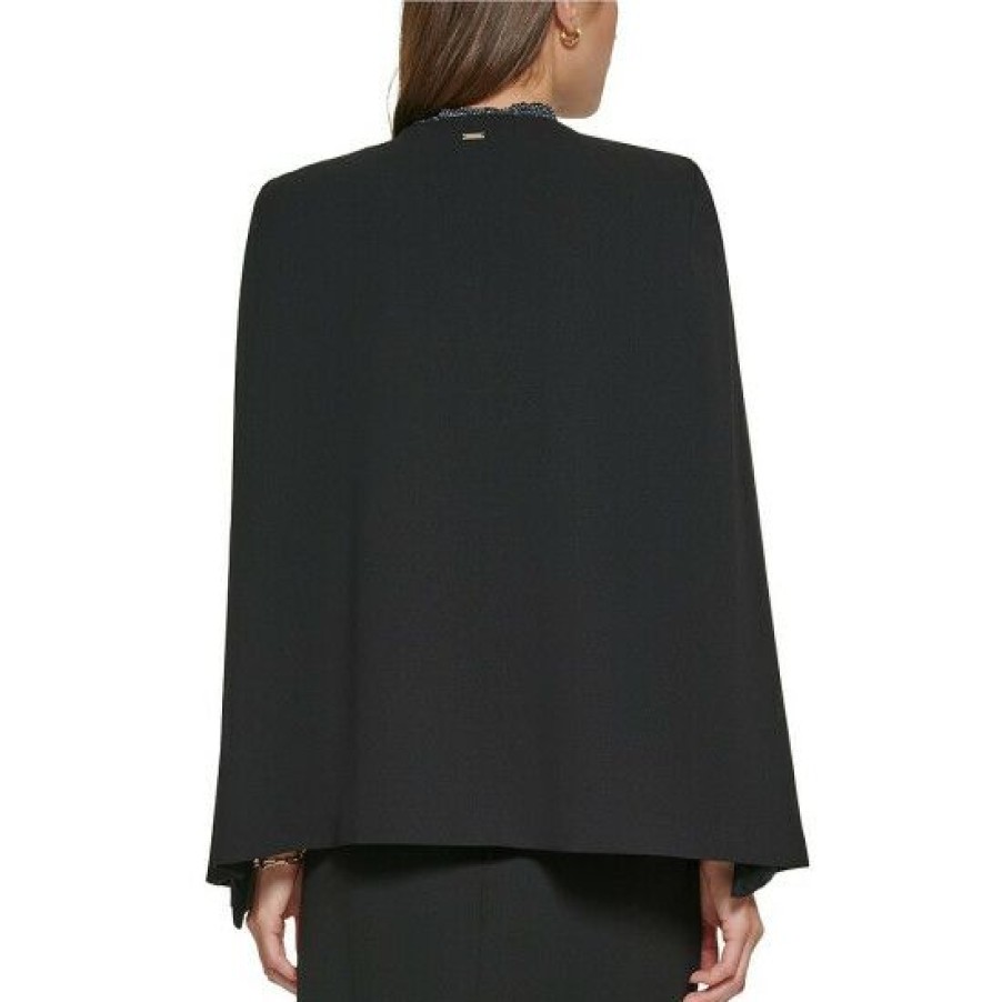 Women'S Clothing * | Cheapest Dkny Scuba Crepe Slit Cape Jacket Black