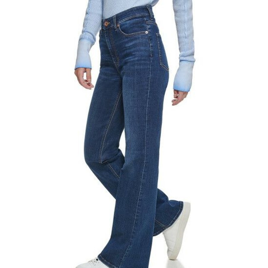 Women'S Clothing * | Flash Sale Dkny Jeans Boerum High Rise Flare Leg Stretch Denim Jeans