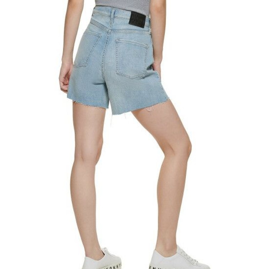 Women'S Clothing * | Coupon Dkny Jeans Kent High Rise Frayed Hem Short Pale Wash