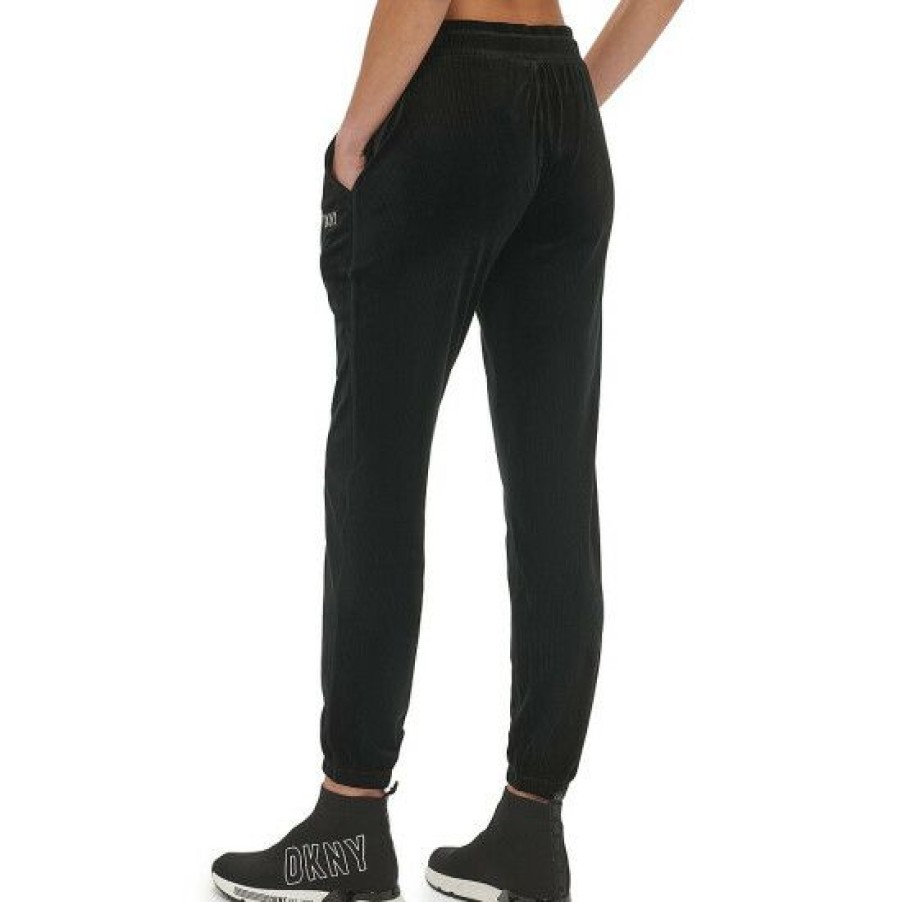 Women'S Clothing * | Flash Sale Dkny Sport Platinum Velour Ribbed Joggers