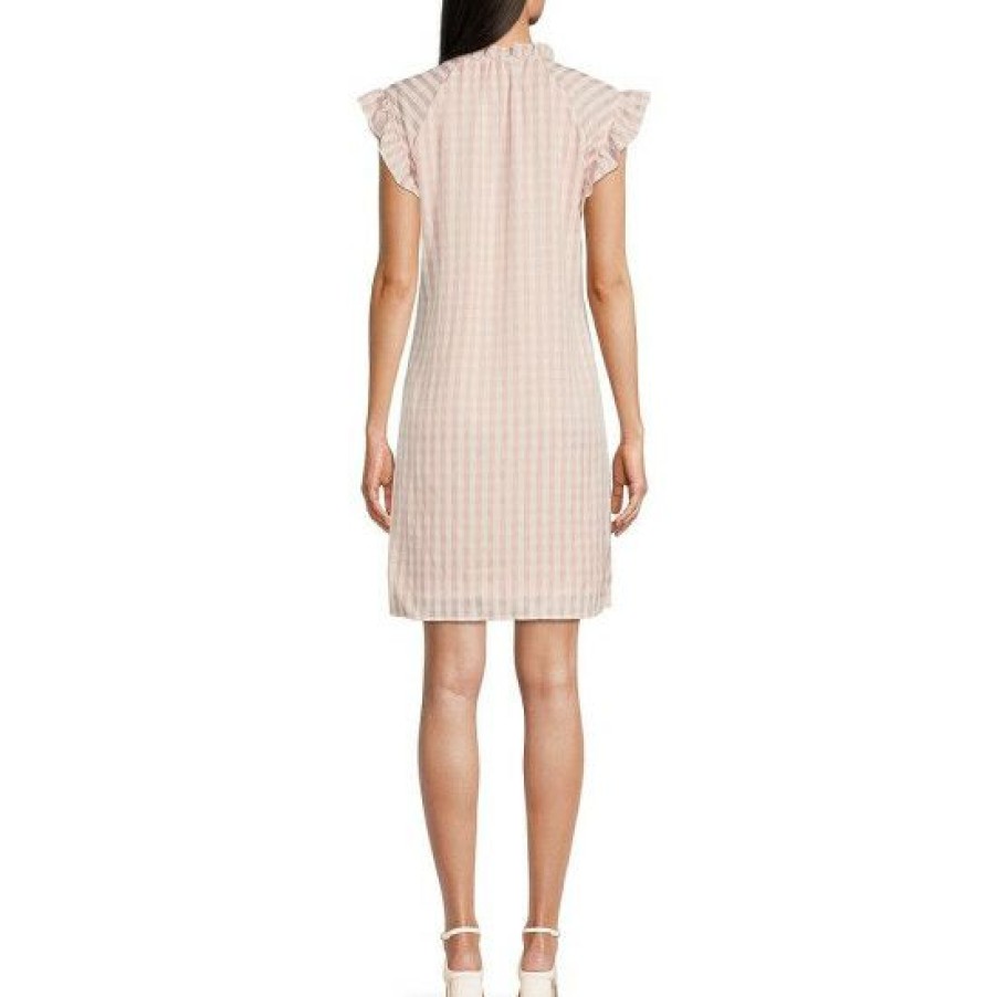 Women'S Clothing * | Top 10 Dkny Ruffle Detail V-Neck Shift Dress