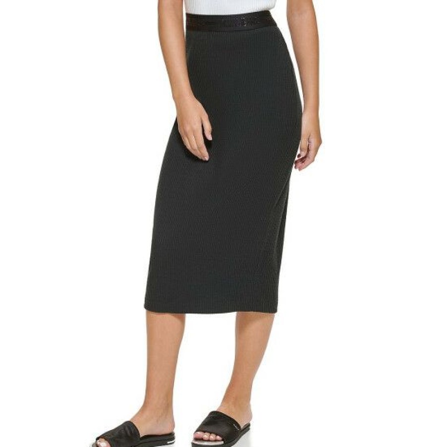 Women'S Clothing * | Promo Dkny Jeans Ribbed Pull-On Pencil Skirt