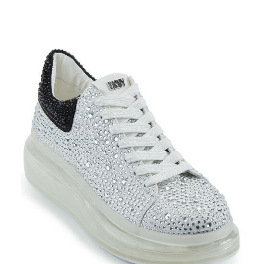 Shoes * | Best Sale Dkny Kandas Rhinestone Suede Platform Wedge Sneakers