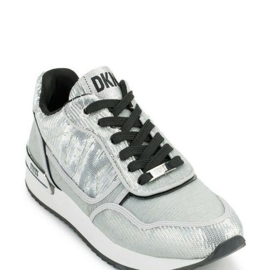 Shoes * | Brand New Dkny Mabyn Lace-Up Logo Sneakers