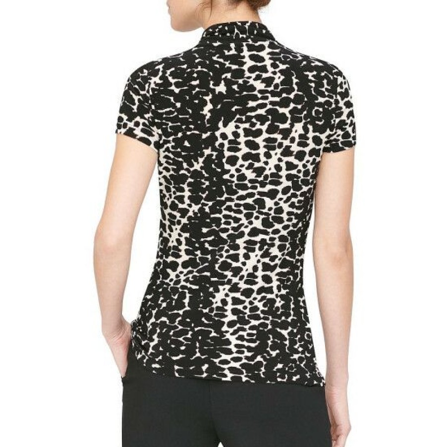 Women'S Clothing * | Wholesale Dkny Animal Matte Jersey Short Sleeve V-Neck Side Ruched Top Print