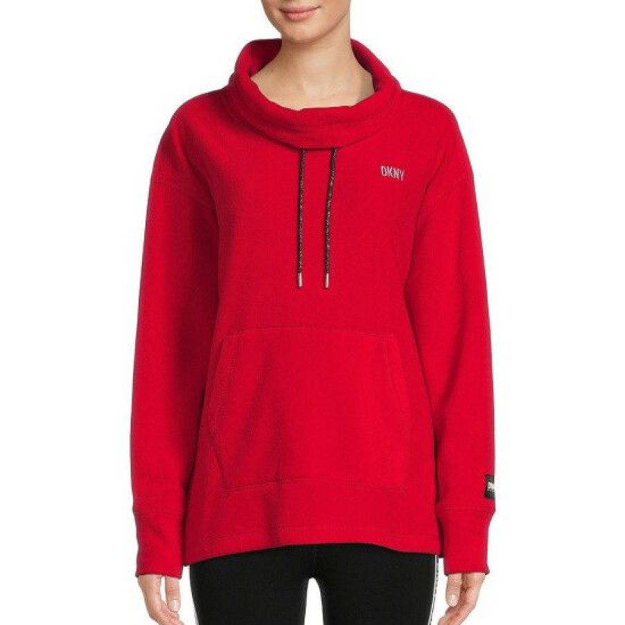 Women'S Clothing * | Flash Sale Dkny Sport Polar Fleece Cowl Neck Pullover