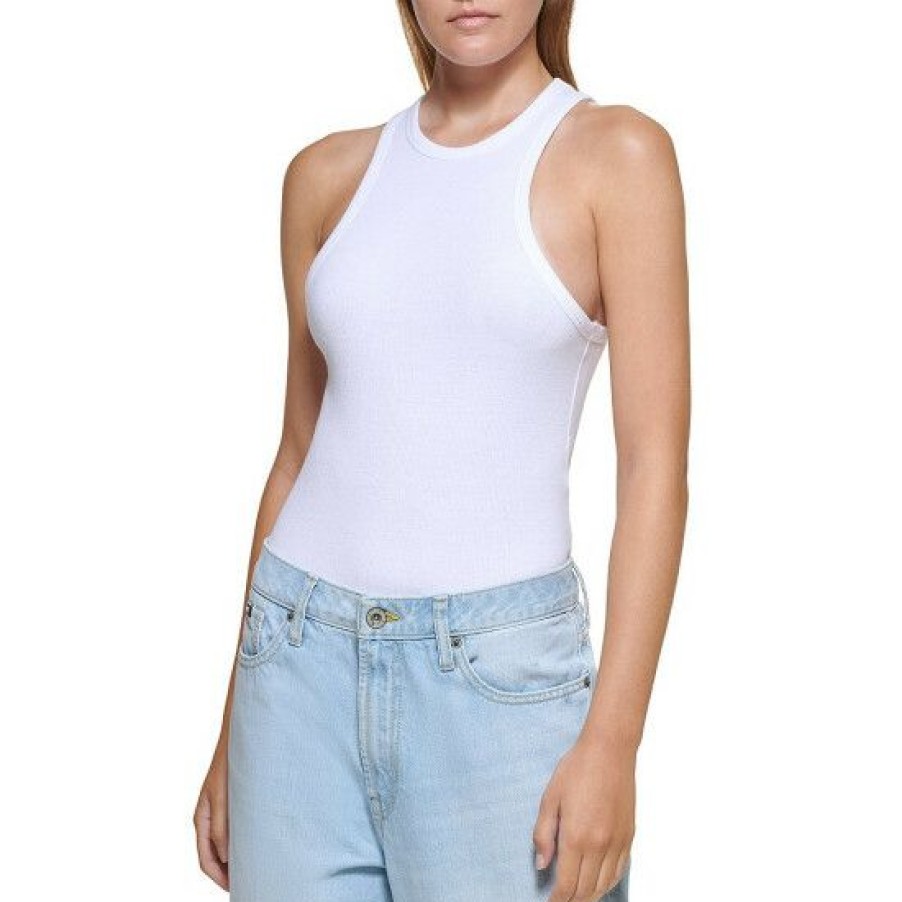 Women'S Clothing * | Discount Dkny Jeans High Crew Neck Sleeveless Bodysuit