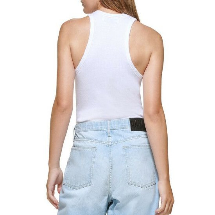 Women'S Clothing * | Discount Dkny Jeans High Crew Neck Sleeveless Bodysuit