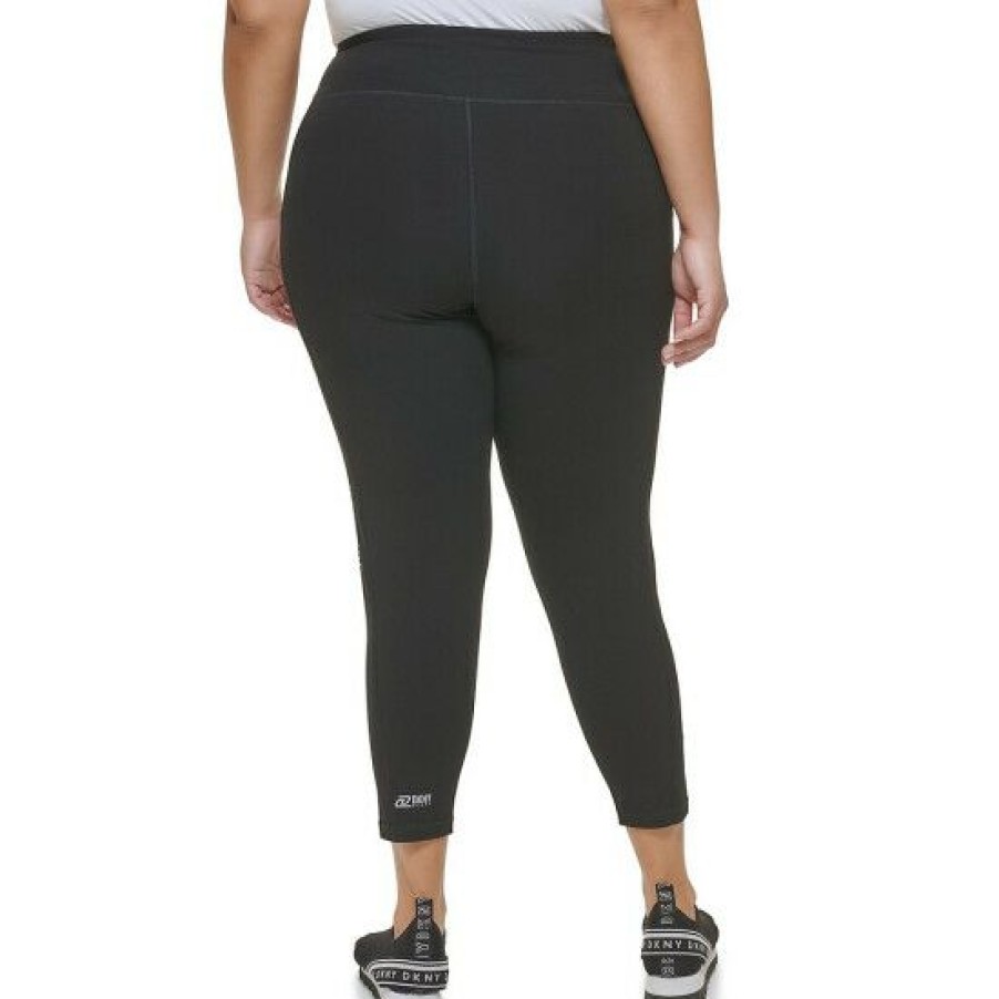 Women'S Clothing * | Brand New Dkny Sport Plus Size Metallic Logo High Waist 7/8 Leggings Heather