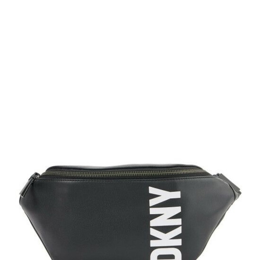 Women'S Clothing * | New Dkny Dnky Tilly Spellout Logo Sling Belt Bag Black