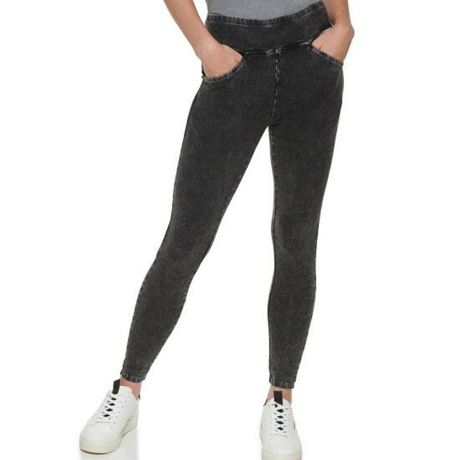 Women'S Clothing * | Hot Sale Dkny Jeans Acid Wash Mid Rise Pull-On Leggings