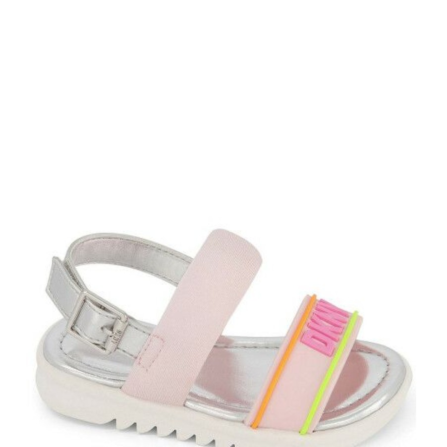 Shoes * | Cheapest Dkny Girls' Josie Mold Logo Detail Sandals (Toddler) Blush