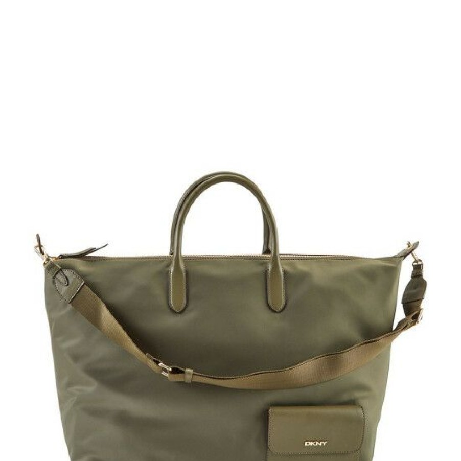 Women'S Clothing * | Top 10 Dkny Livvy Nylon Weekender Bag Military Green