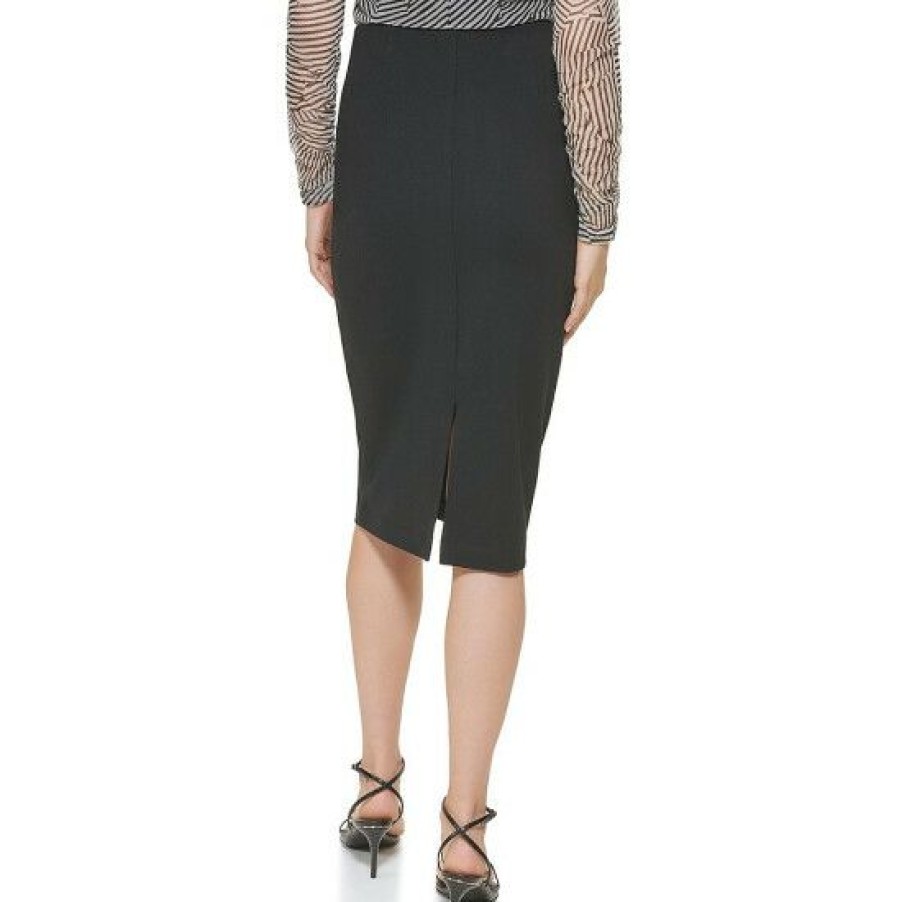 Women'S Clothing * | Buy Dkny Pull-On Ponte Back Slit Coordinating Pencil Skirt Black