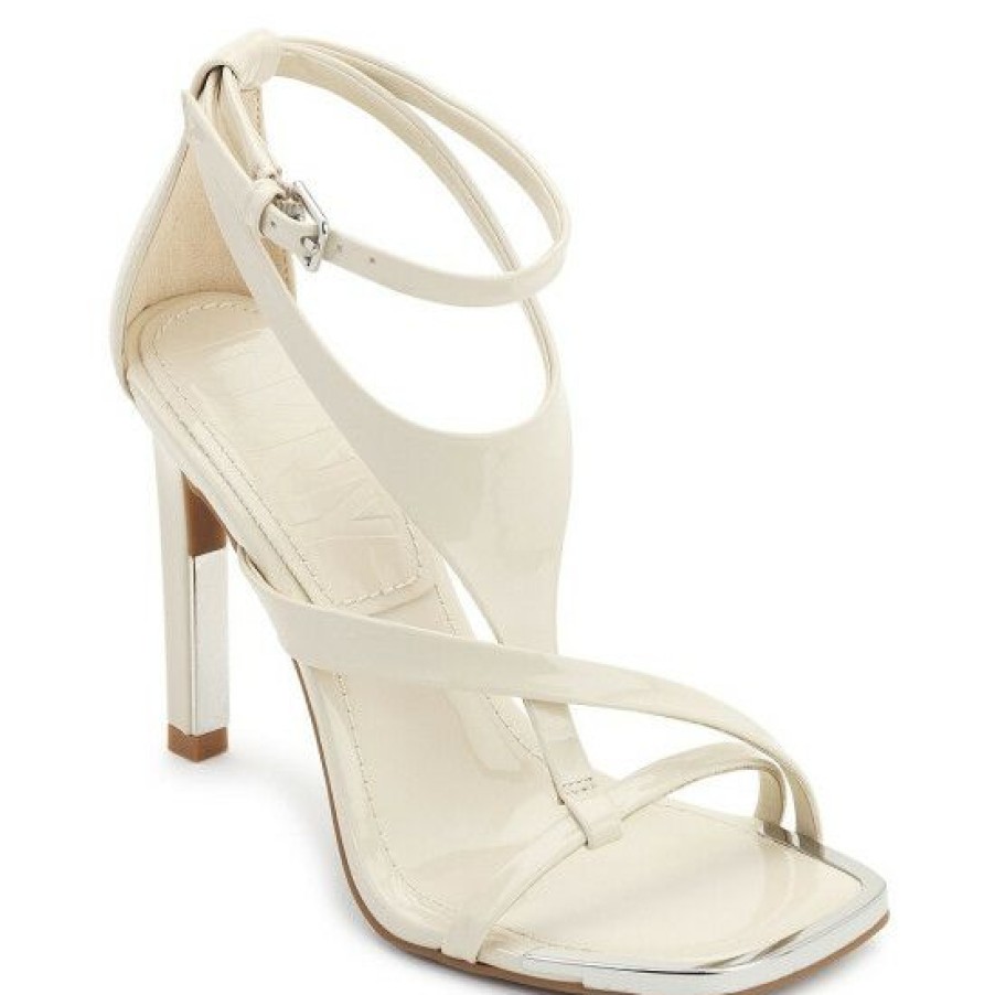 Shoes * | Best Pirce Dkny Audrey Patent Strappy Dress Sandals Off White