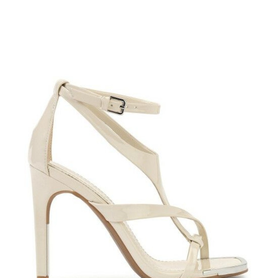 Shoes * | Best Pirce Dkny Audrey Patent Strappy Dress Sandals Off White