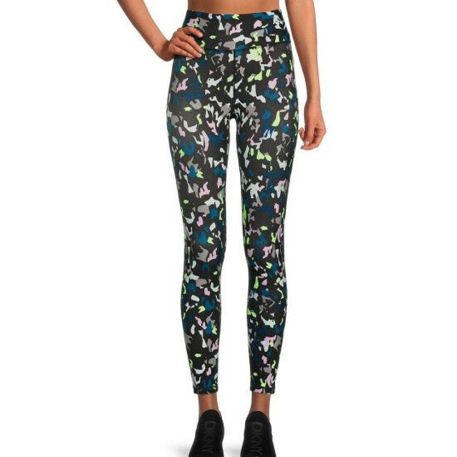 Women'S Clothing * | Best Sale Dkny Sport Print High Waisted Ankle Length Leggings Poseidon Camo