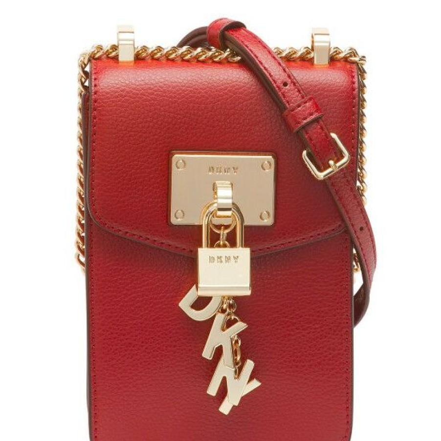 Women'S Clothing * | Hot Sale Dkny Elissa North South Charm And Lock Crossbody Bag Bright Red