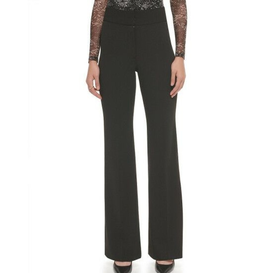 Women'S Clothing * | Best Reviews Of Dkny High Rise Wide Leg Front Pocket Pants Black