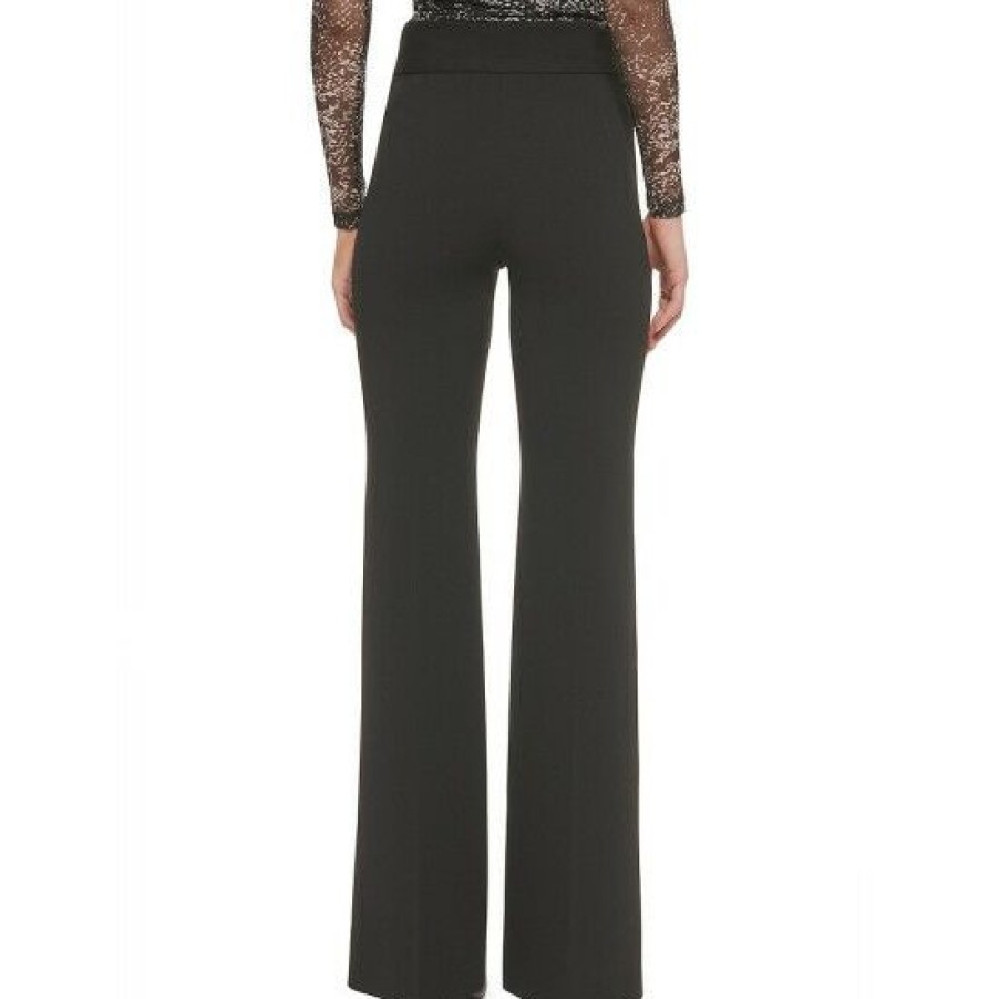 Women'S Clothing * | Best Reviews Of Dkny High Rise Wide Leg Front Pocket Pants Black