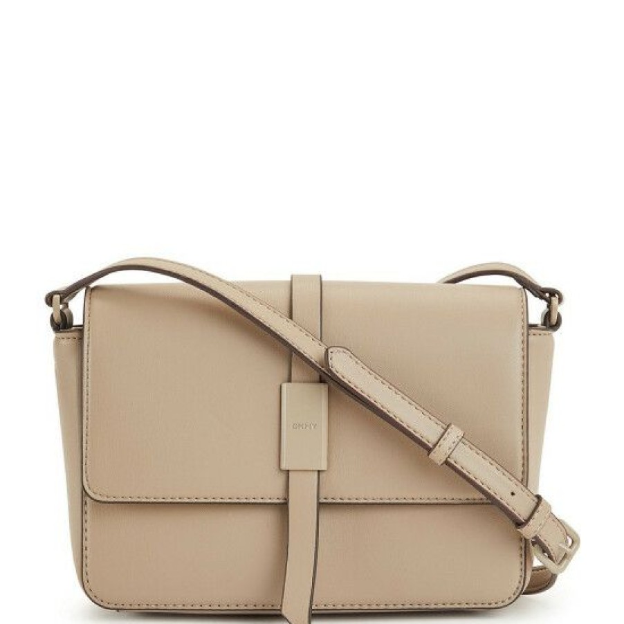 Women'S Clothing * | Buy Dkny Seth Flap Vegan Leather Crossbody Bag Toffee/Silver