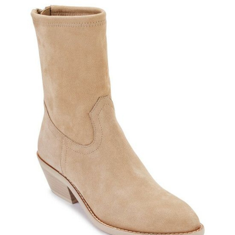 Shoes * | Best Reviews Of Dkny Raelani Suede Western Booties Taupe