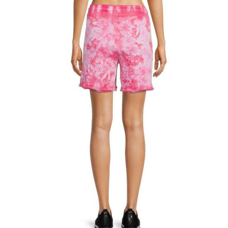 Women'S Clothing * | Brand New Dkny Sport Tie Dye French Terry Pocketed Coordinating Pull-On Shorts Fiery Pink