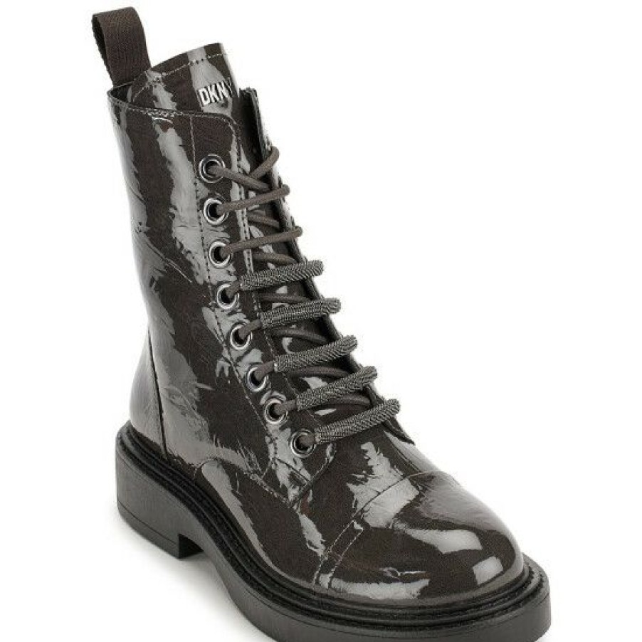 Shoes * | Cheap Dkny Malaya Lace-Up Combat Booties