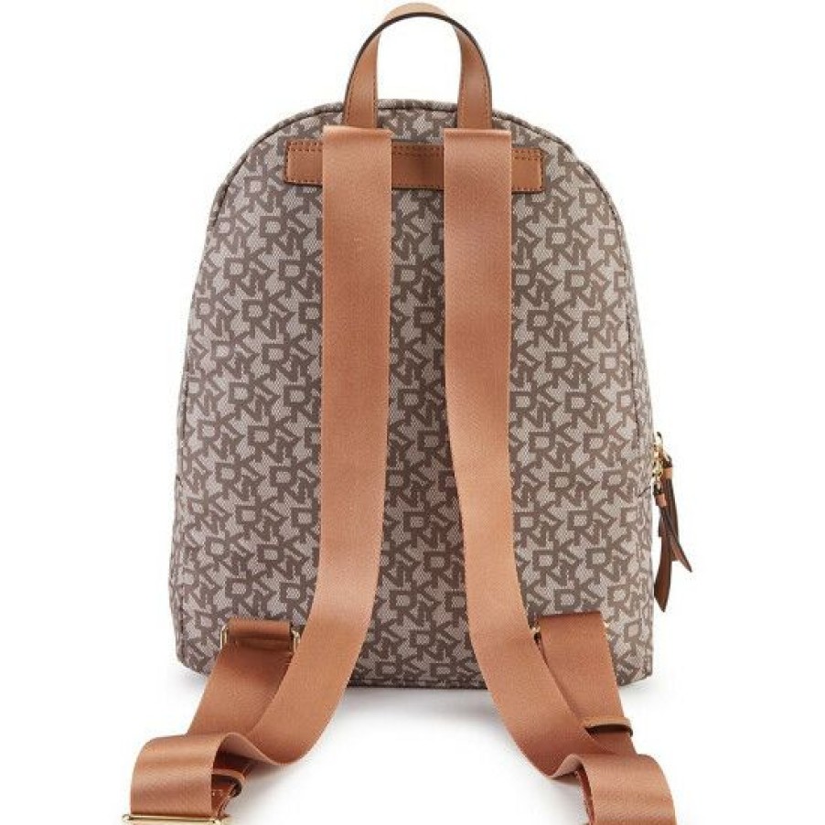 Women'S Clothing * | Brand New Dkny Livvy Logo Nylon Backpack Chino/Cashew