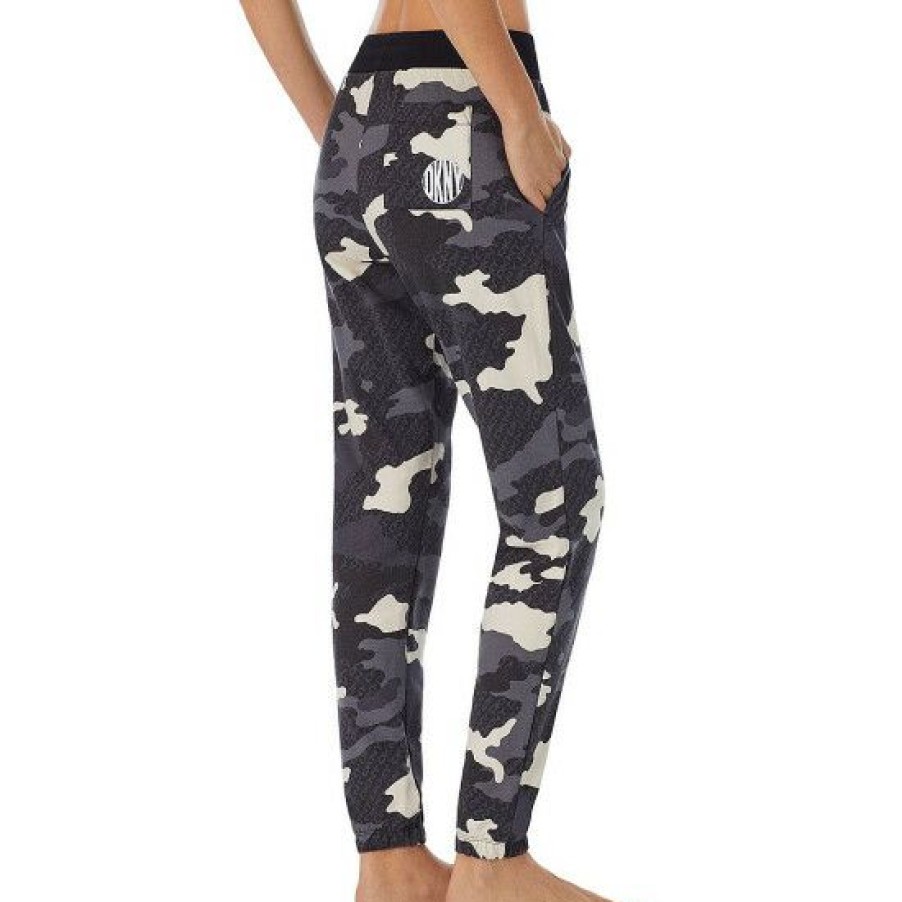 Lingerie * | Brand New Dkny Camo Print Logo Coordinating Lounge Joggers Charcoal