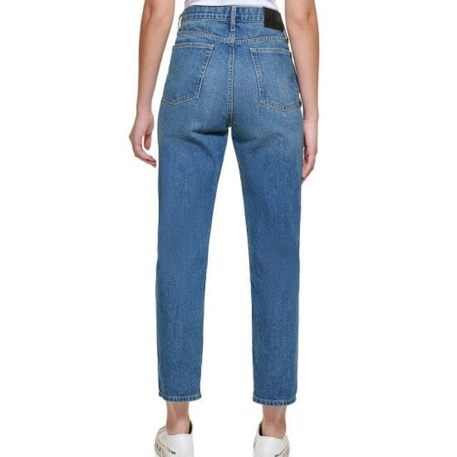 Women'S Clothing * | Budget Dkny Jeans Broome Straight Leg High Rise Rolled Cuff Cropped Denim Jeans