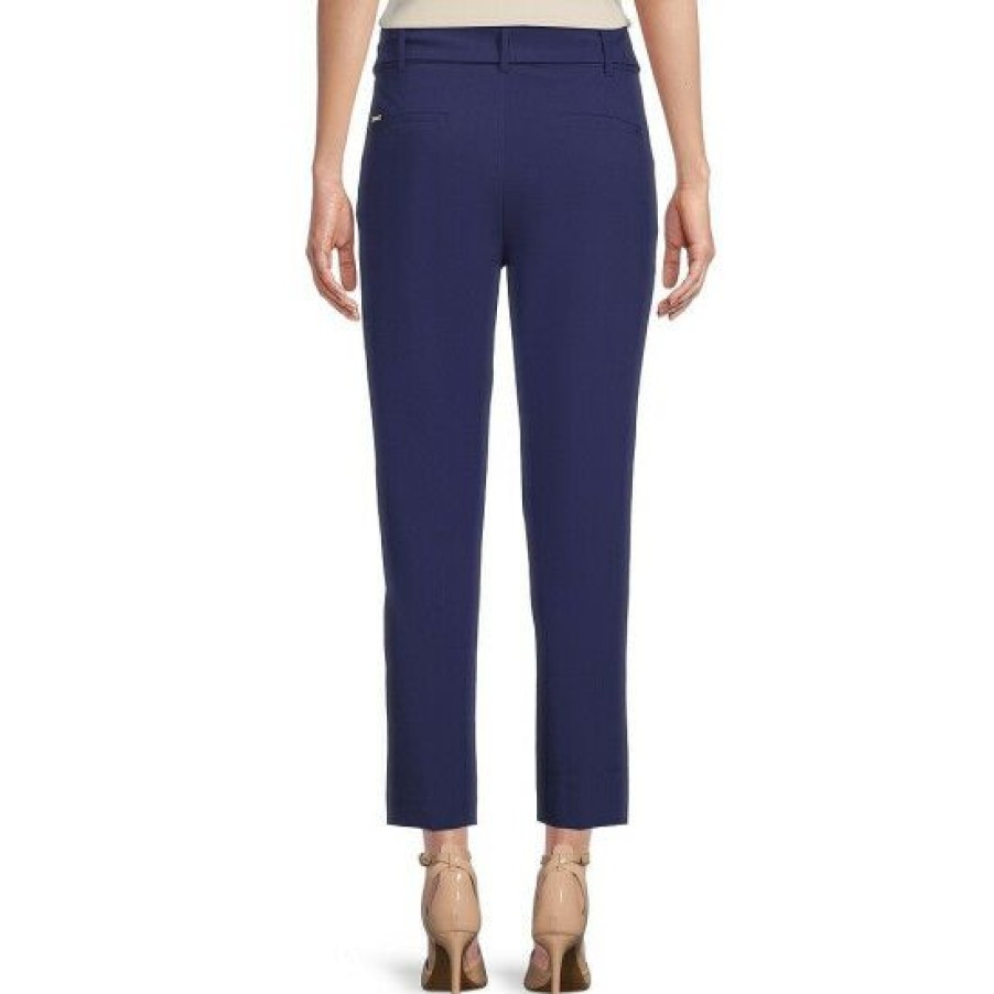 Women'S Clothing * | Flash Sale Dkny Self-Tie Belt Straight Leg Ankle Pants Cadet Blue