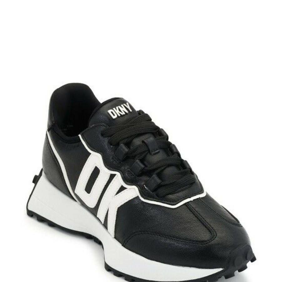 Shoes * | Cheapest Dkny Needra Lace-Up Logo Sneakers Black/White