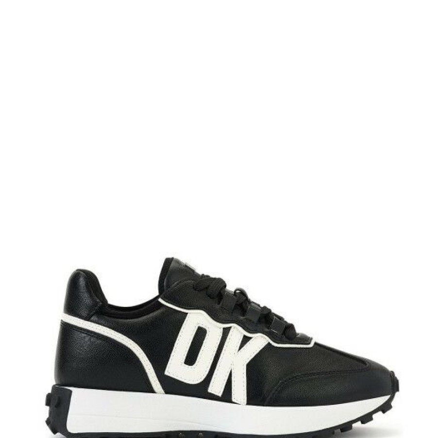 Shoes * | Cheapest Dkny Needra Lace-Up Logo Sneakers Black/White