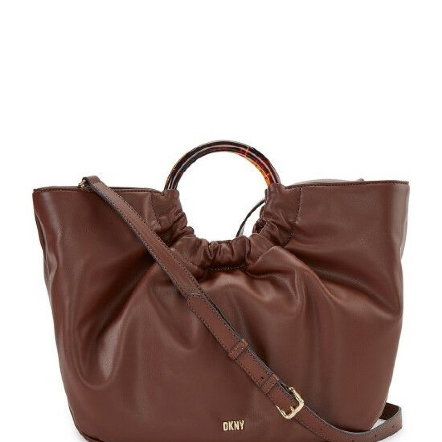 Women'S Clothing * | Discount Dkny Eden Vegan Leather Large Tote Bag Chestnut