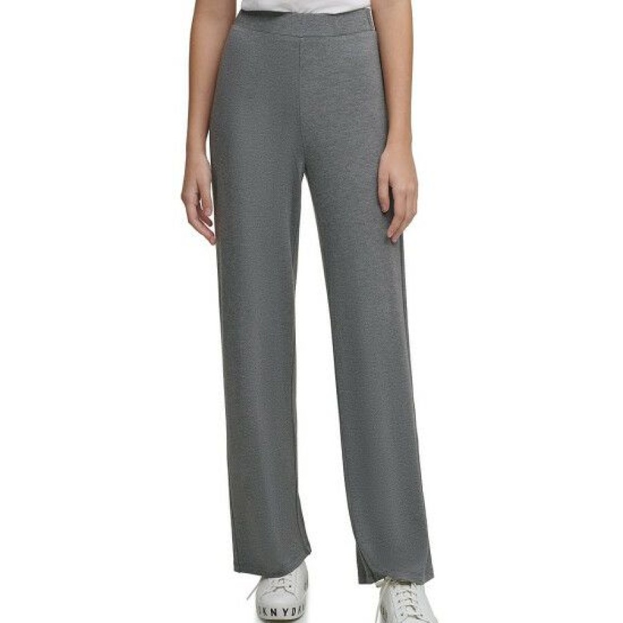 Women'S Clothing * | Wholesale Dkny Luxe Knit Jersey Wide Leg Pull-On Pants Avenue Grey