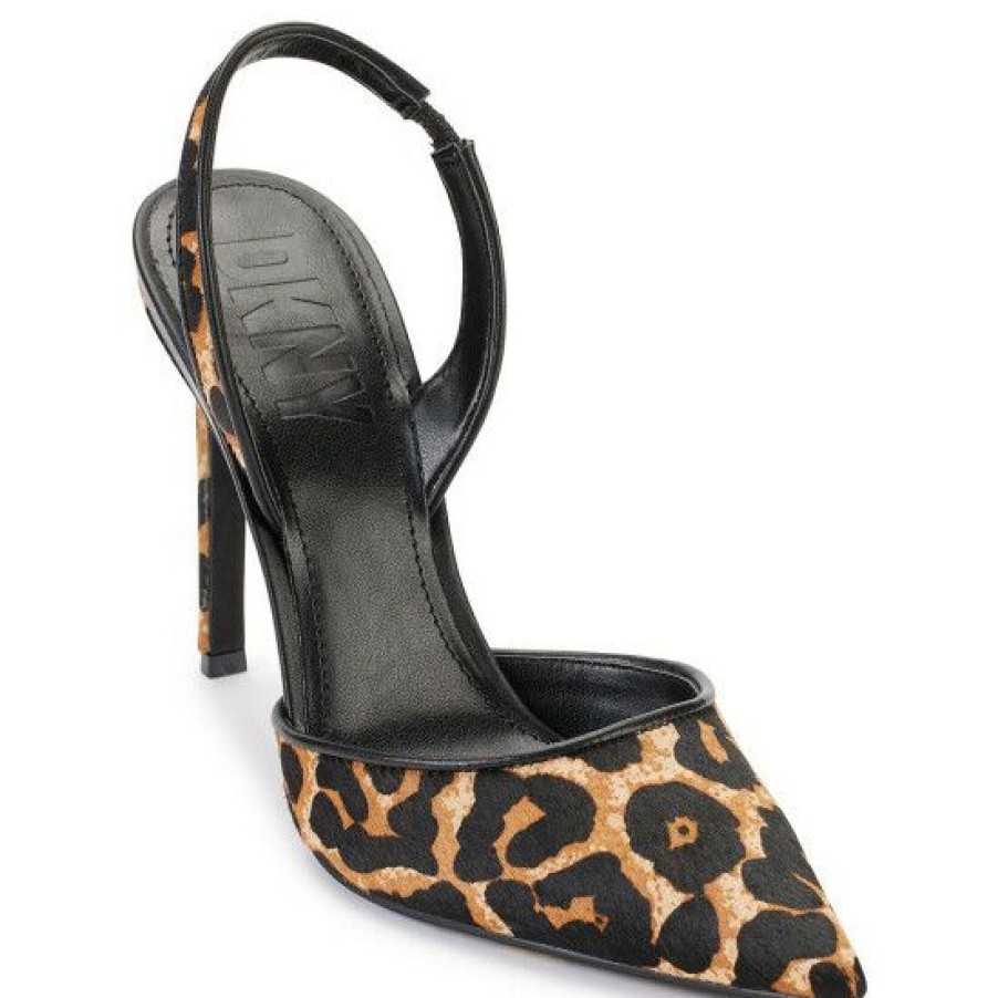 Shoes * | Buy Dkny Macia Pointed Toe Slingback Stiletto Dress Pumps Leopard