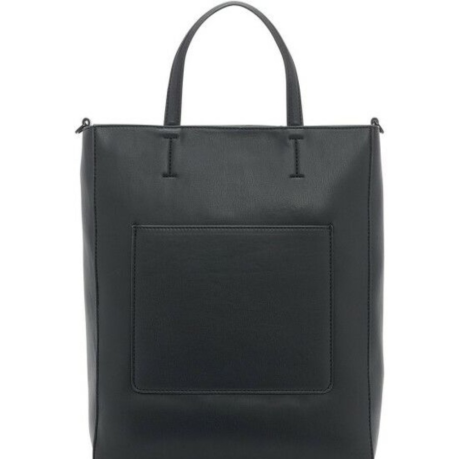 Women'S Clothing * | Best Pirce Dkny Dnky Tilly North South Vegan Leather Spellout Logo Tote Bag Black